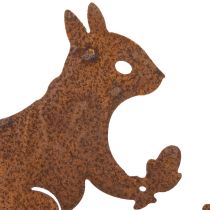 Artikel Trädgårdspåke av ekorre på gren, väderbiten metall, 42 cm hög, 3 stycken