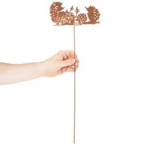 Artikel Trädgårdspåle med igelkottsmotiv i rostdekoration för sommar och höst 53 cm