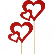 Blomplugg hjärta trä röd romantisk dekoration 6cm 24st
