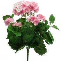 Artikel Pelargon konstgjord blomma Rosa pelargonbuske konstgjord 7 blommor H38cm