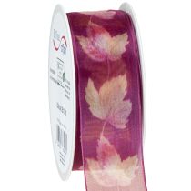 Artikel Presentband lönnlöv lila band höst 40mm 15m