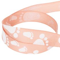 Artikel Presentband för babyfötter, dopdekoration, rosa band, 25mm, 16m