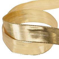 Artikel Guldfärgat presentband med trådkant, 25 mm brett, 25 m långt