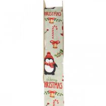 Presentband Merry Christmas pingviner Julband 25mm 8m