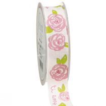 Artikel Presentband rosor “Ti amo” romantiskt dekorband 25mm 20m
