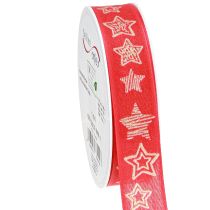Artikel Presentband stjärnor Julband rött guld 25mm 18m