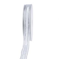 Presentband med trådkanten vit 15mm 20m