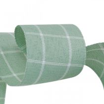 Presentband grönt pastellrutigt dekorband 35mm 20m