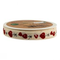 Artikel Presentband hjärtan dekorativt bomullsband 15mm 20m