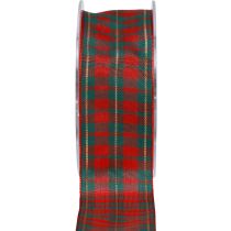 Presentband Skotskrutigt dekorband rött grönt 40mm 15m