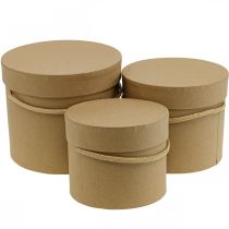 Artikel Presentförpackning rund blomlåda beige Ø12,5/14,5/16,5 cm set om 3