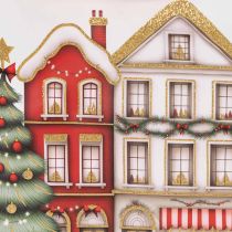 Artikel Julklappspåse med hus och julgran 16 cm 2 st