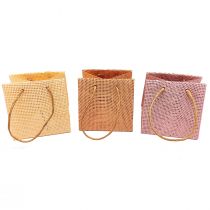 Artikel Presentpåsar vävda med handtag vanilj orange rosa 10,5cm 12 st