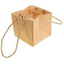 Artikel Presentpåsar vävda med handtag vanilj orange rosa 10,5cm 12 st