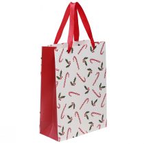 Artikel Julklappspåse med handtag röd vit 24×18×8cm 4st