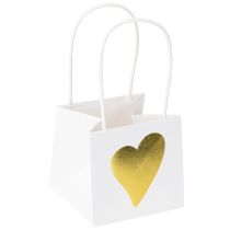 Artikel Presentpåsar med handtag vitguld papper 8,5×8,5×8cm 12 st
