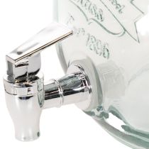 Artikel Glasbehållare med tappkran och 4 glas, återvunnet glas, H25,5 cm