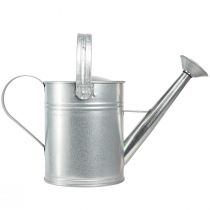Artikel Dekorativ vattenkanna, retrodesign, metall, silver, 42x15,5x27cm, vintage balkongdekoration, blomkruka