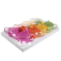 Artikel Färgglad dekorativ vattenkanna, Ø11 cm, H9,5 cm, för plantering, vårbordsdekoration, metall, set om 8