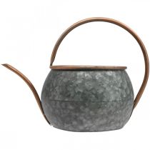 Artikel Dekorativ vattenkanna i metall, vintage lantlig stil, trädgårdsdekoration, för plantering, silverkoppar, L41cm Ø26cm H30cm