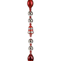 Garland julglasdekoration röd silver fönsterdekoration 200cm