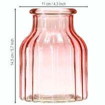 Artikel Blomvas i glas retro rosa tonad Ø11cm H14,5cm 2st