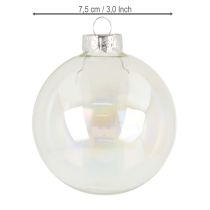 Artikel Julkulor i glas, skimrande, klara, 7,5 cm, 12 stycken