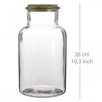 Glas med korklock Dekorglas med klar kork Ø14cm H26cm