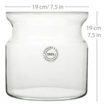 Blomvas glas klar dekorativ glasvas Ø19cm H19cm