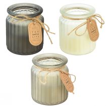 Artikel Doftljus i glas sandelträ korklock H9cm 3st