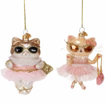 Artikel Glasdekorationer i katt med tutu som julgransdekorationer 11 cm 2 st