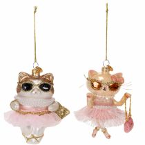 Artikel Glasdekorationer i katt med tutu som julgransdekorationer 11 cm 2 st