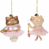 Artikel Glasdekorationer i katt med tutu som julgransdekorationer 11 cm 2 st