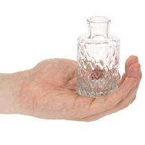 Artikel Miniglasvas med diamantmönster, liten bordsvas, flaska, transparent, 9 cm, 6 stycken