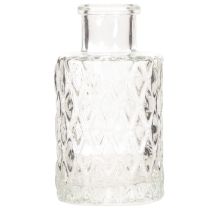 Artikel Miniglasvas med diamantmönster, liten bordsvas, flaska, transparent, 9 cm, 6 stycken