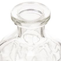 Artikel Glasflaska med diamantmönster, dekorativ flaska, vas, liten, 13 cm, 6 stycken