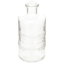 Artikel Glasflaska med mönster, cylindrisk, klar, dekorativ vas, 15 cm, 6 stycken