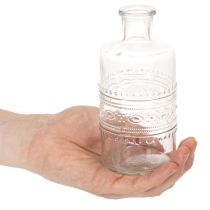 Artikel Glasflaska med mönster, cylindrisk, klar, dekorativ vas, 15 cm, 6 stycken