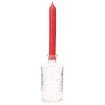 Artikel Glasflaska med mönster, cylindrisk, klar, dekorativ vas, 15 cm, 6 stycken