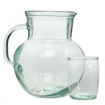 Artikel Glaskanna med dricksglas, dryckesset för servering blåaktigt klar H20cm/11,5cm 5 stycken