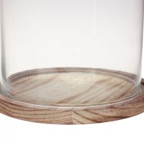 Artikel Glasklocka med träplatta glasdekor Ø17cm H25cm