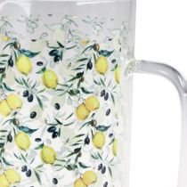 Artikel Glaskanna citroner och oliver dekorativ kanna glas H17cm