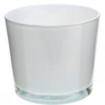 Artikel Blomkruka i glas vit plantering glasbalja Ø14,5cm H12,5cm