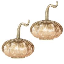 Artikel Borddekoration av pumpa i glas, höstpumpa, glas och metall, 14 cm hög, 2 stycken