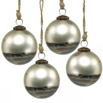 Julbollar tvåfärgat glasboll blå, metallisk Ø9,5cm 4st