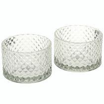 Artikel Glasskål värmeljushållare retro diamant klar Ø10,5cm 2st