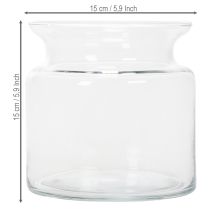 Artikel Klarglasvas, dekorativ glasvas med kant, för ljusstake eller blomvas, 15 cm