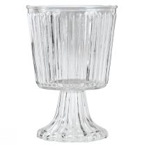 Artikel Glasvas med fot dekorativ räfflad glaskopp Ø13cm H19cm
