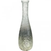 Blomvas av glas, bordsvas tvåfärgad äkta glas klar, silver H30cm