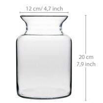Artikel Blomvas i glas bred klar Ø12cm H20cm